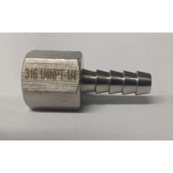 1/4" FEMALE NPT x 1/4" hose barb -  Stainless