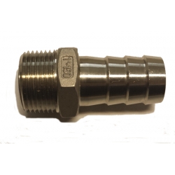 3/4" NPT x 3/4" hose barb -  Stainless