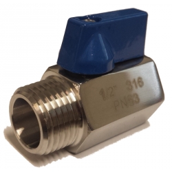 Mini Ball Valve - SS 1/2" NPT MxF