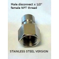 1/2" STAINLESS Quick Disconnect - Male x 1/2" NPT FEMALE