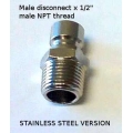 1/2" STAINLESS Quick Disconnect - Male x 1/2" NPT male