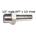 1/2" NPT x 1/2" Hose Barb -304 Stainless