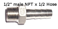 1/2" NPT x 1/2" Hose Barb -304 Stainless